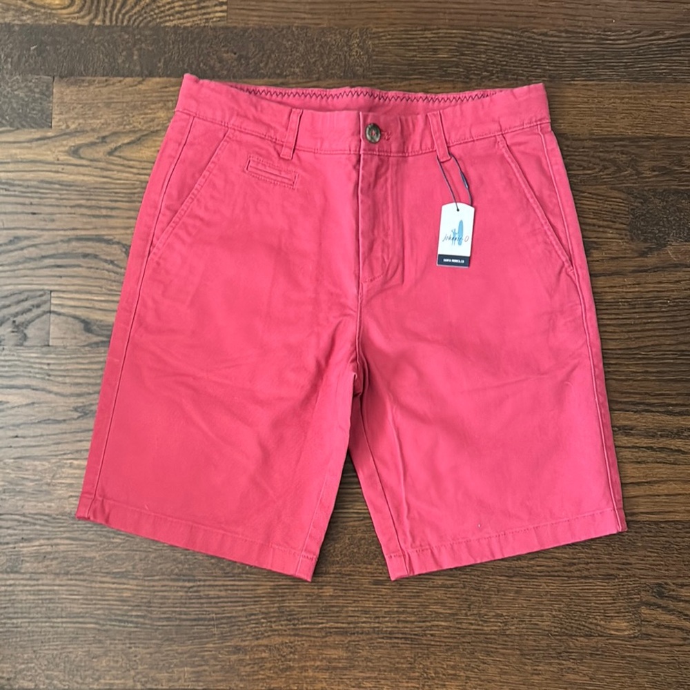 NWT johnnie-O Boys Malibu Red Flat Front Shorts Size 16